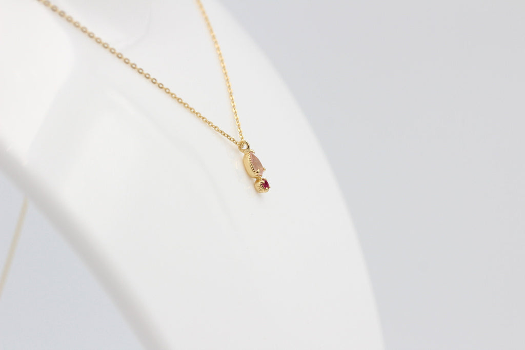Design 0,21 Carat Rosenquarz Rubin Anhänger 925 Silber vergoldet Top