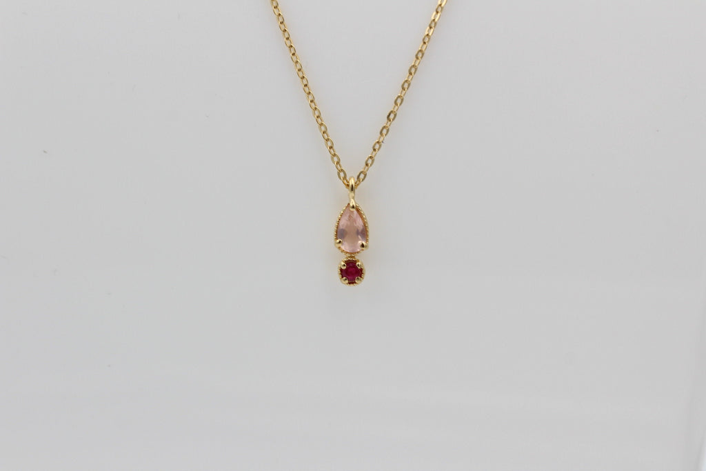 Design 0,21 Carat Rosenquarz Rubin Anhänger 925 Silber vergoldet Top