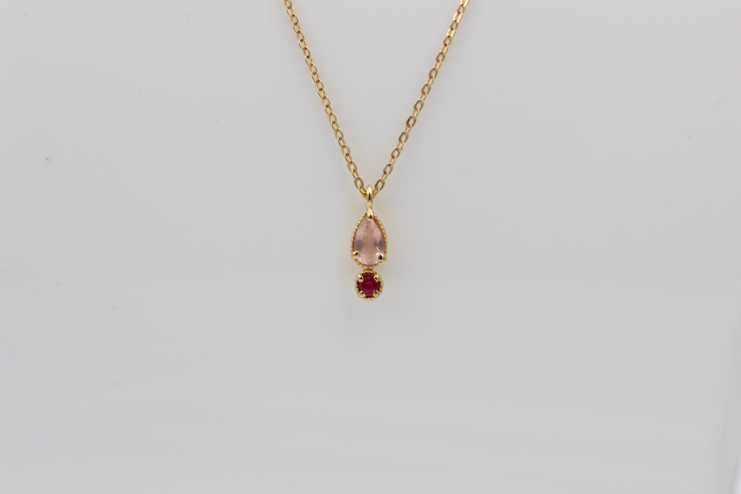 Design 0,21 Carat Rosenquarz Rubin Anhänger 925 Silber vergoldet Top
