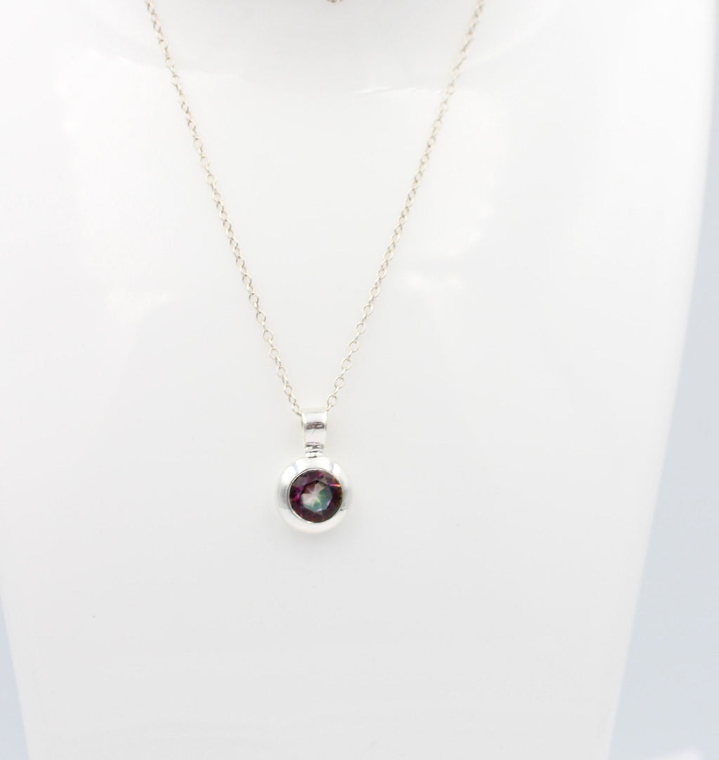 1,47 Carat Mystik Topas Anhänger 925 Silber Collier Kette Edelsteinanhänger