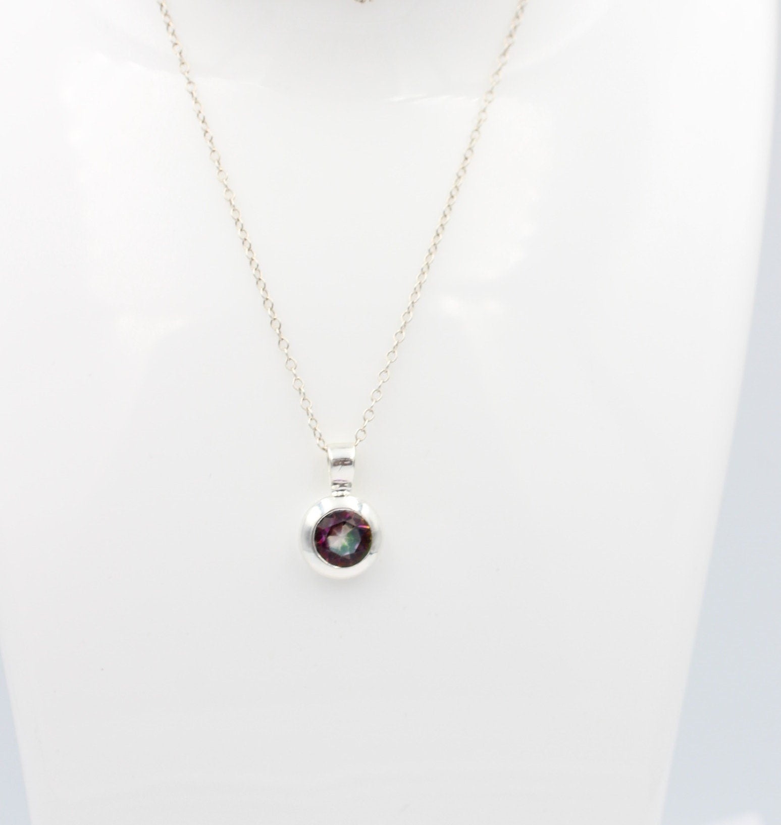 1,47 Carat Mystik Topas Anhänger 925 Silber Collier Kette Edelsteinanhänger
