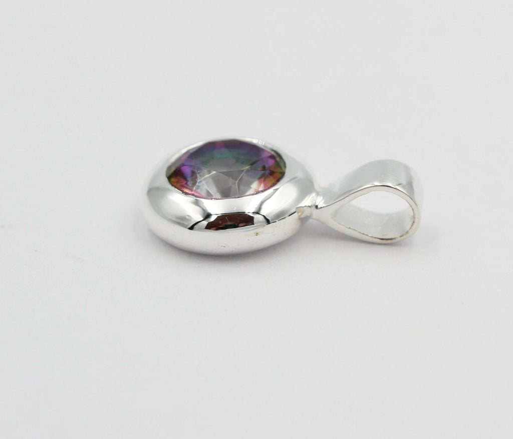 1,47 Carat Mystik Topas Anhänger 925 Silber Collier Kette Edelsteinanhänger