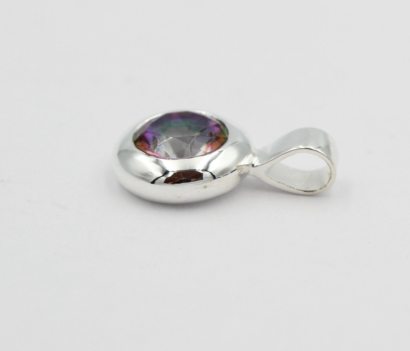 1,47 Carat Mystik Topas Anhänger 925 Silber Collier Kette Edelsteinanhänger
