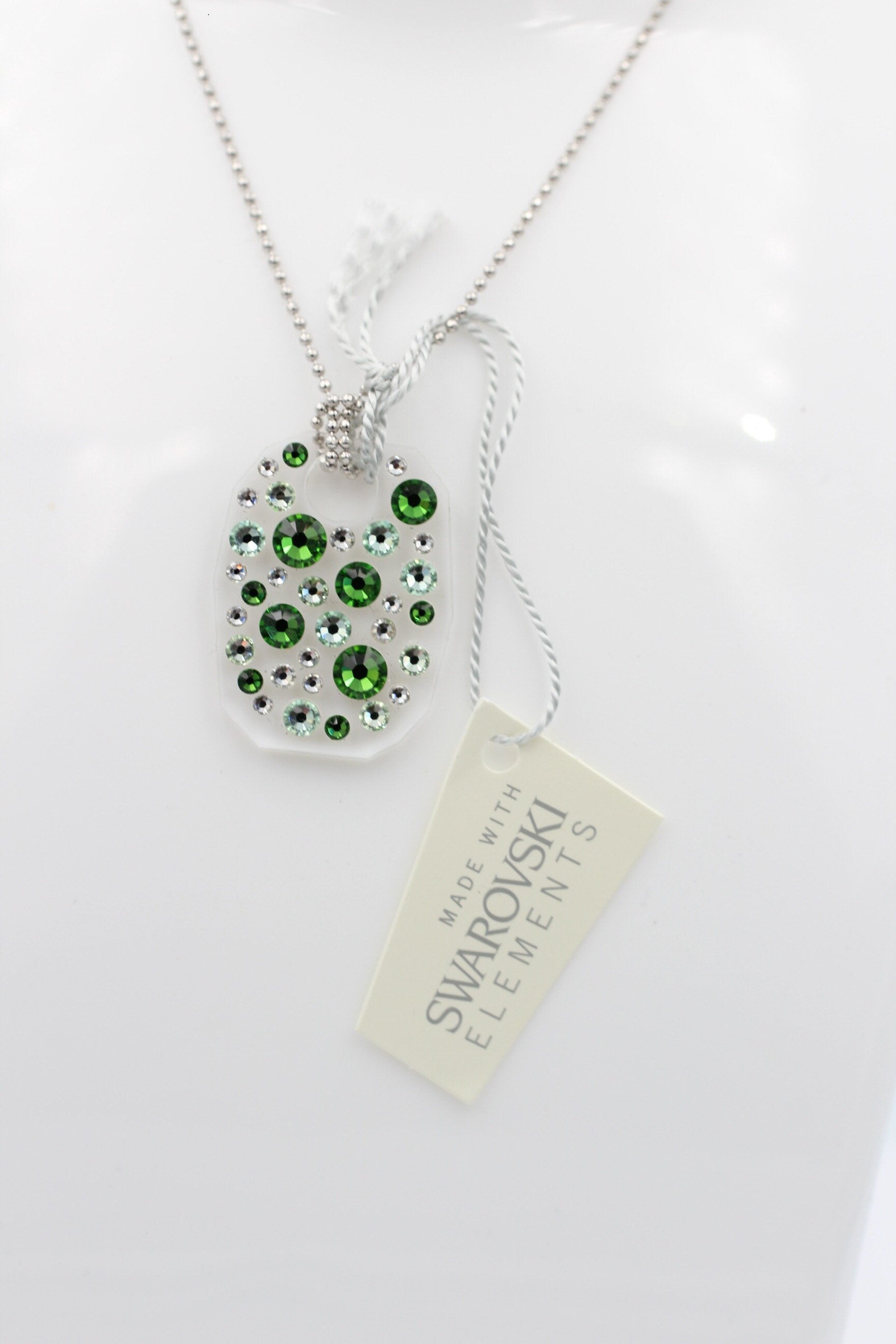 Collier Bubble mit Swarovski-Elements Fern Green mit 925 Silber Kette