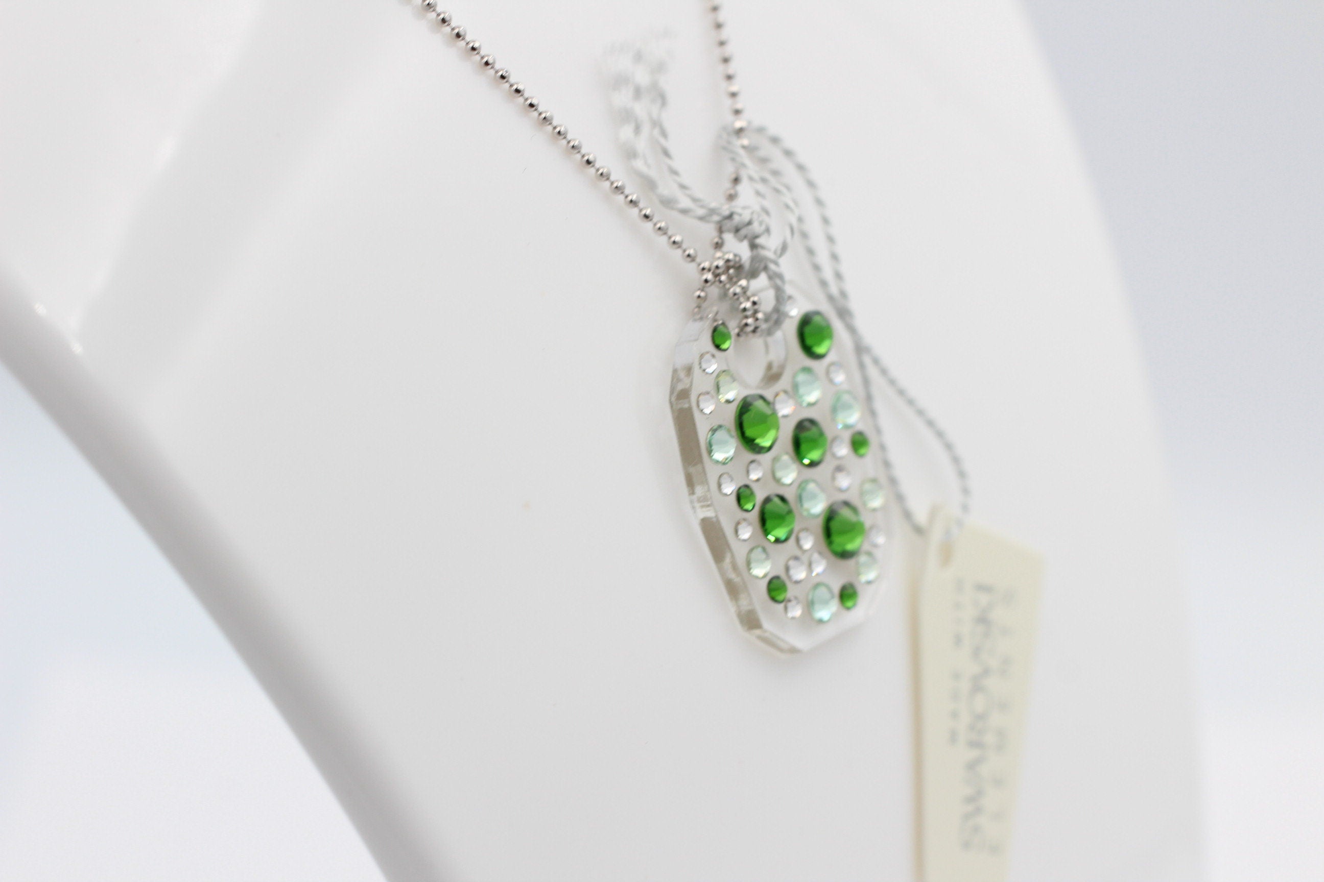 Collier Bubble mit Swarovski-Elements Fern Green mit 925 Silber Kette