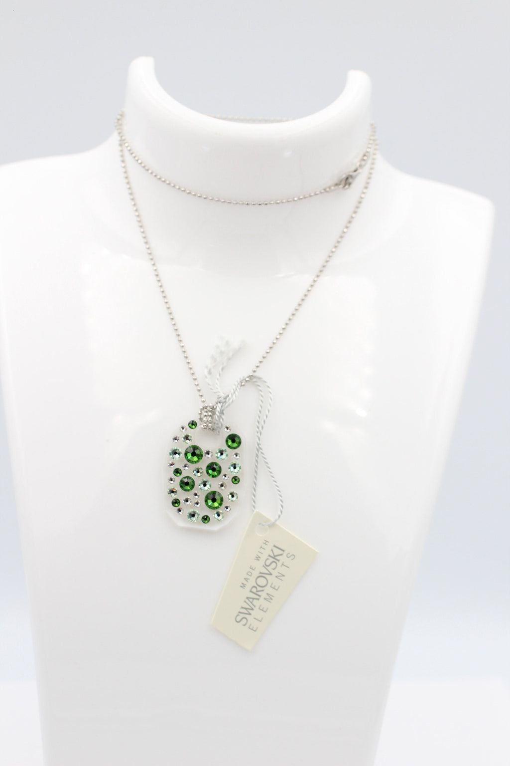 Collier Bubble mit Swarovski-Elements Fern Green mit 925 Silber Kette