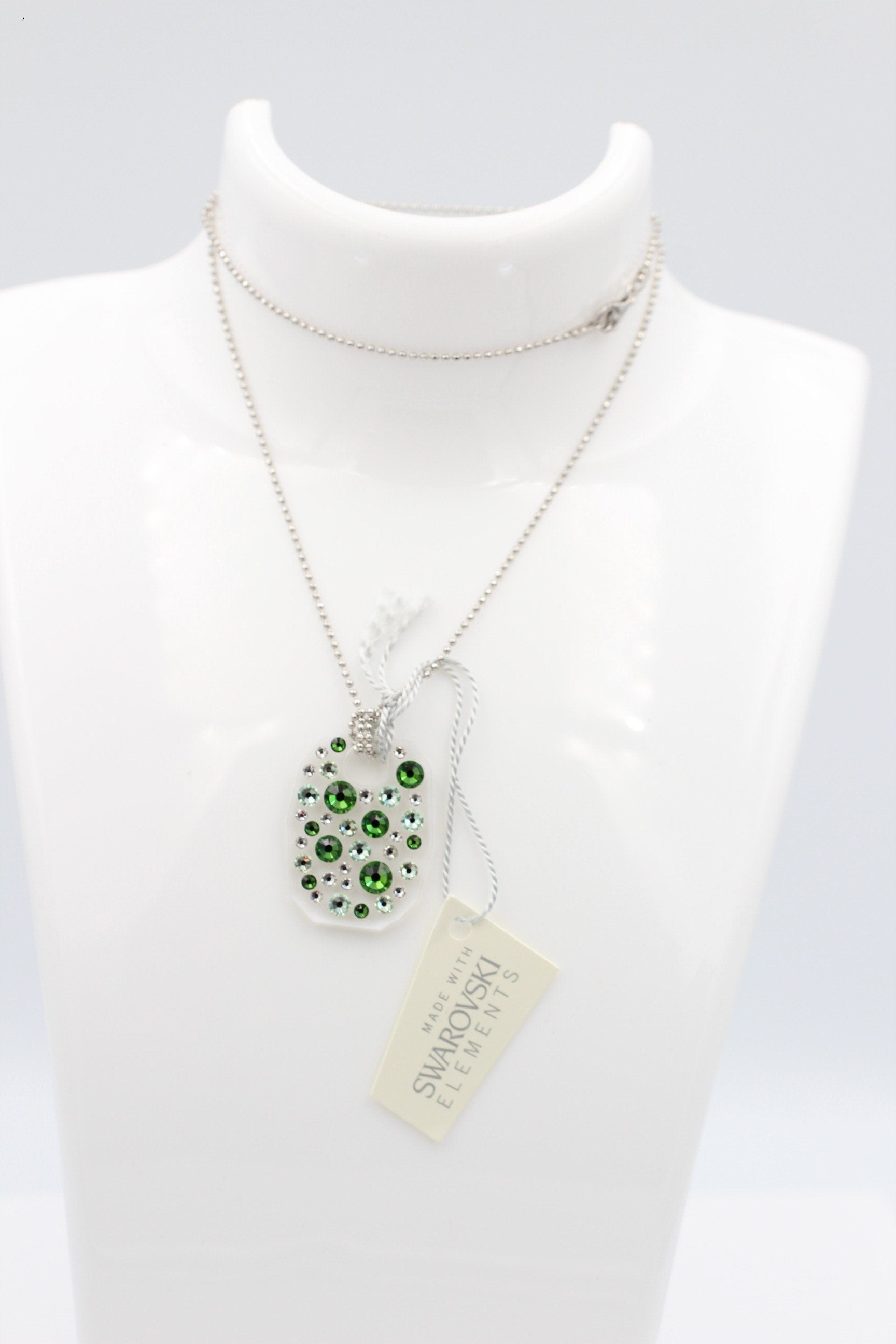 Collier Bubble mit Swarovski-Elements Fern Green mit 925 Silber Kette