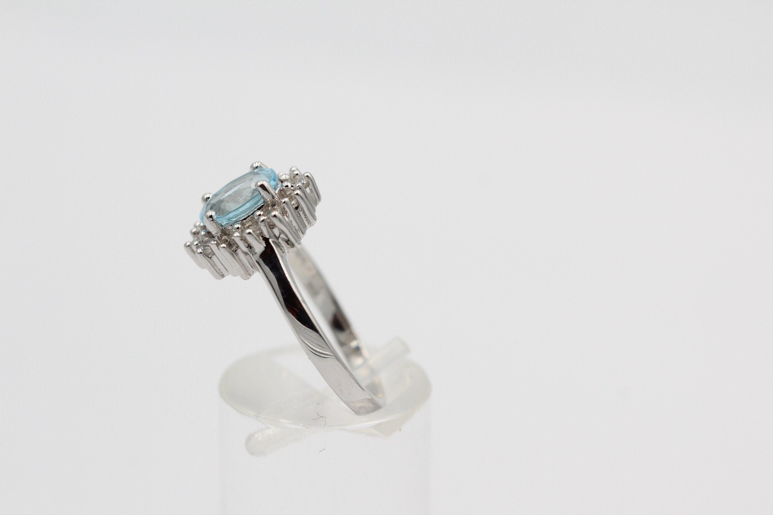 Edler 1,65 Carat Blautopas Weiatopas Ring 925 Silber Fingerring 8 / 18 / 57