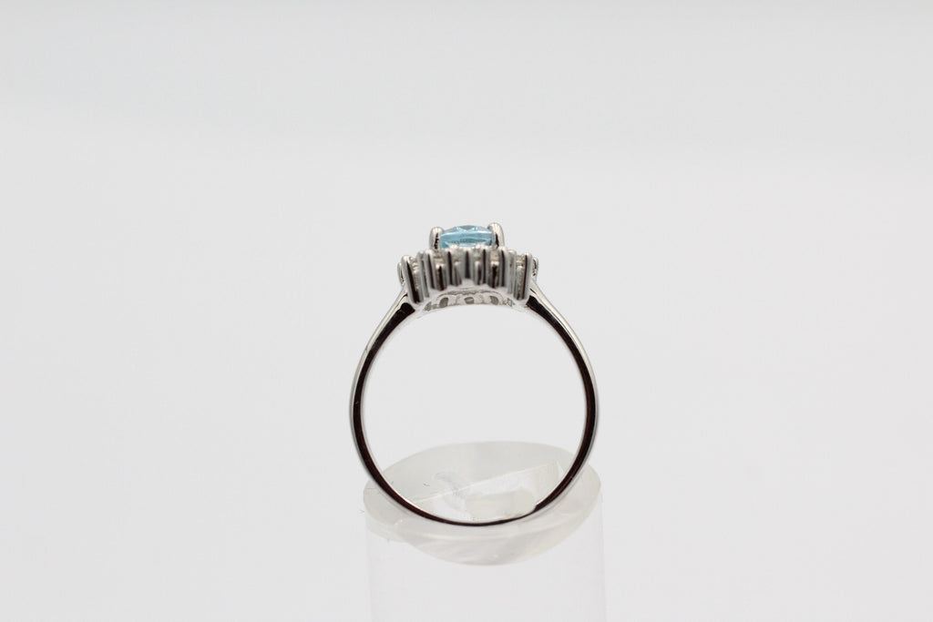 Edler 1,65 Carat Blautopas Weiatopas Ring 925 Silber Fingerring 8 / 18 / 57