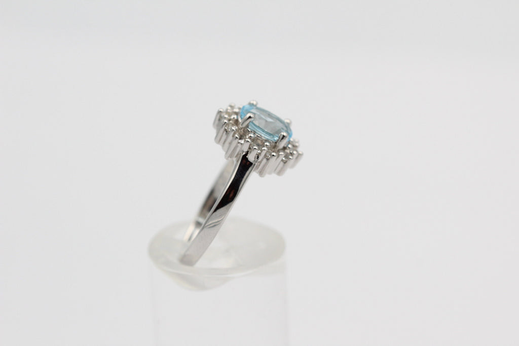 Edler 1,65 Carat Blautopas Weiatopas Ring 925 Silber Fingerring 8 / 18 / 57