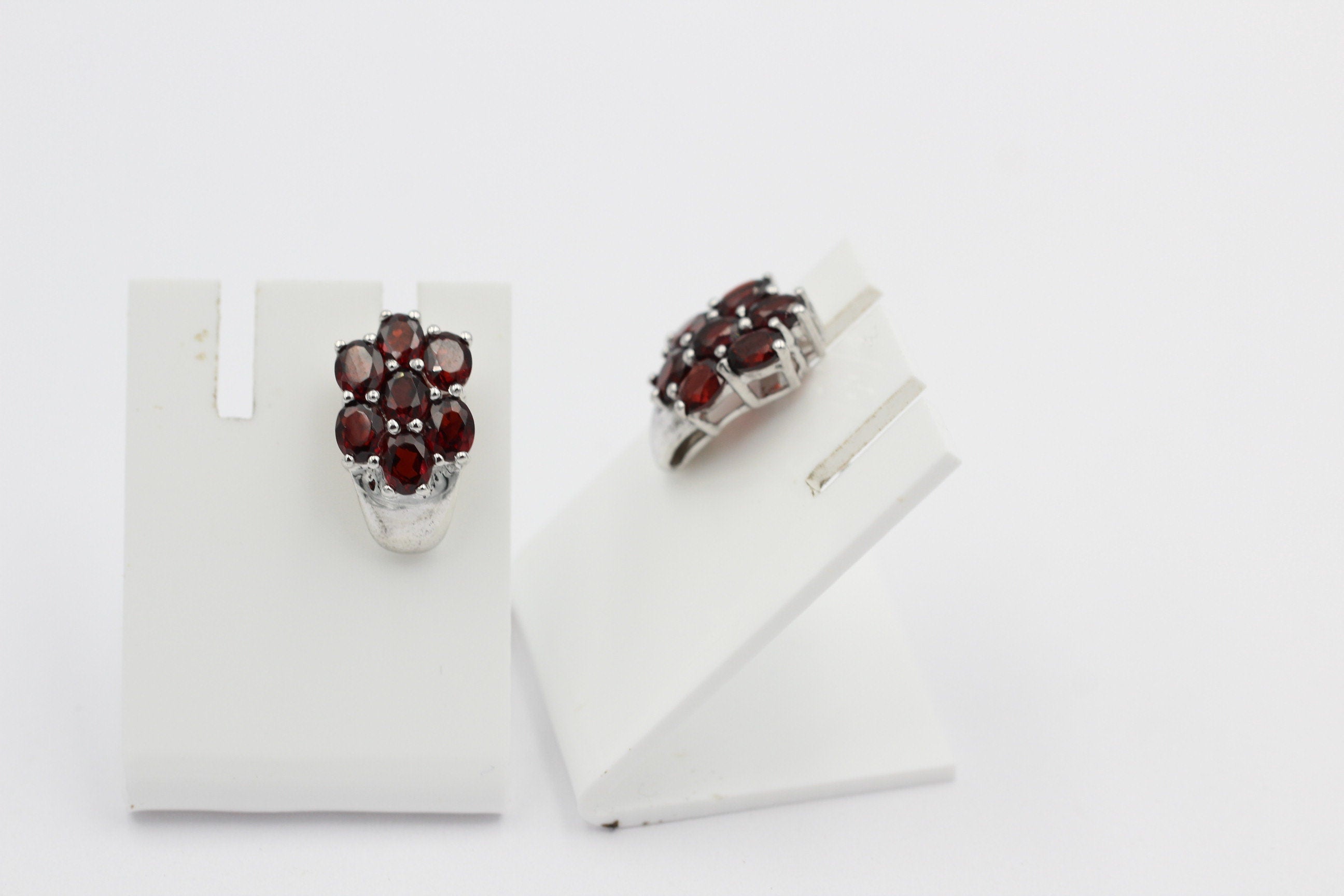 Edle 3,33 Carat Granat Ohrstecker 925 Silber Olivin Schmuck Top Edel Edelstein