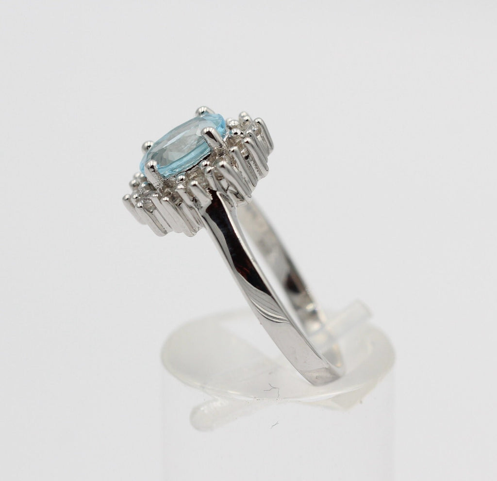 Edler 1,65 Carat Blautopas Weiatopas Ring 925 Silber Fingerring 8 / 18 / 57
