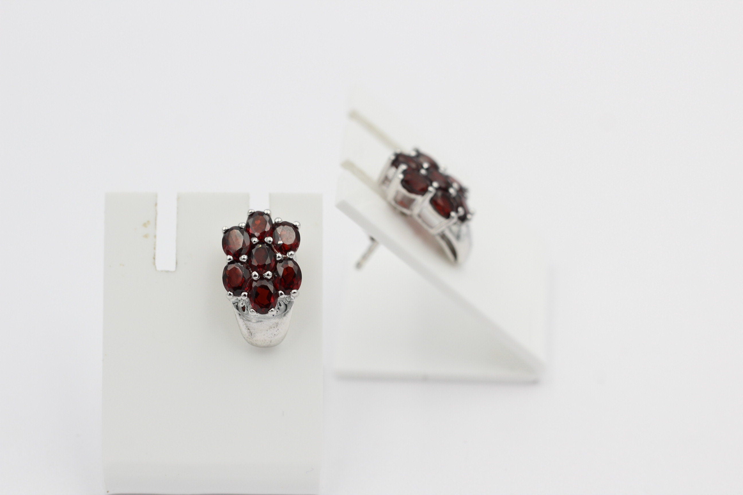 Edle 3,33 Carat Granat Ohrstecker 925 Silber Olivin Schmuck Top Edel Edelstein