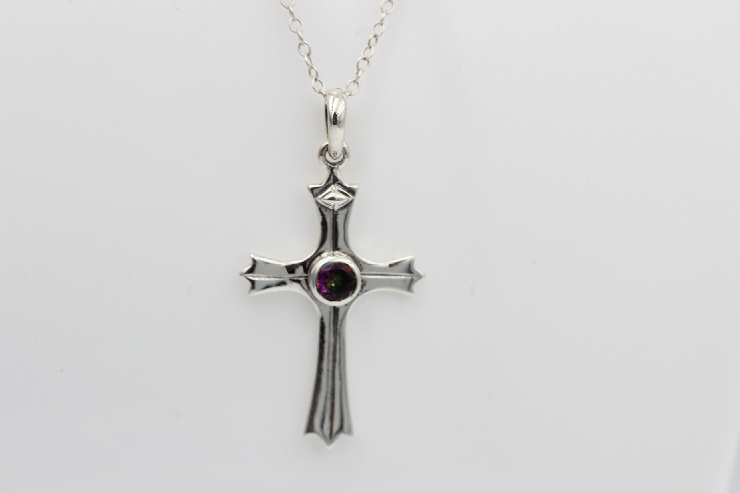 0,36 Carat Mystiktopas Kreuz Anhänger 925 Silber mystic Topas
