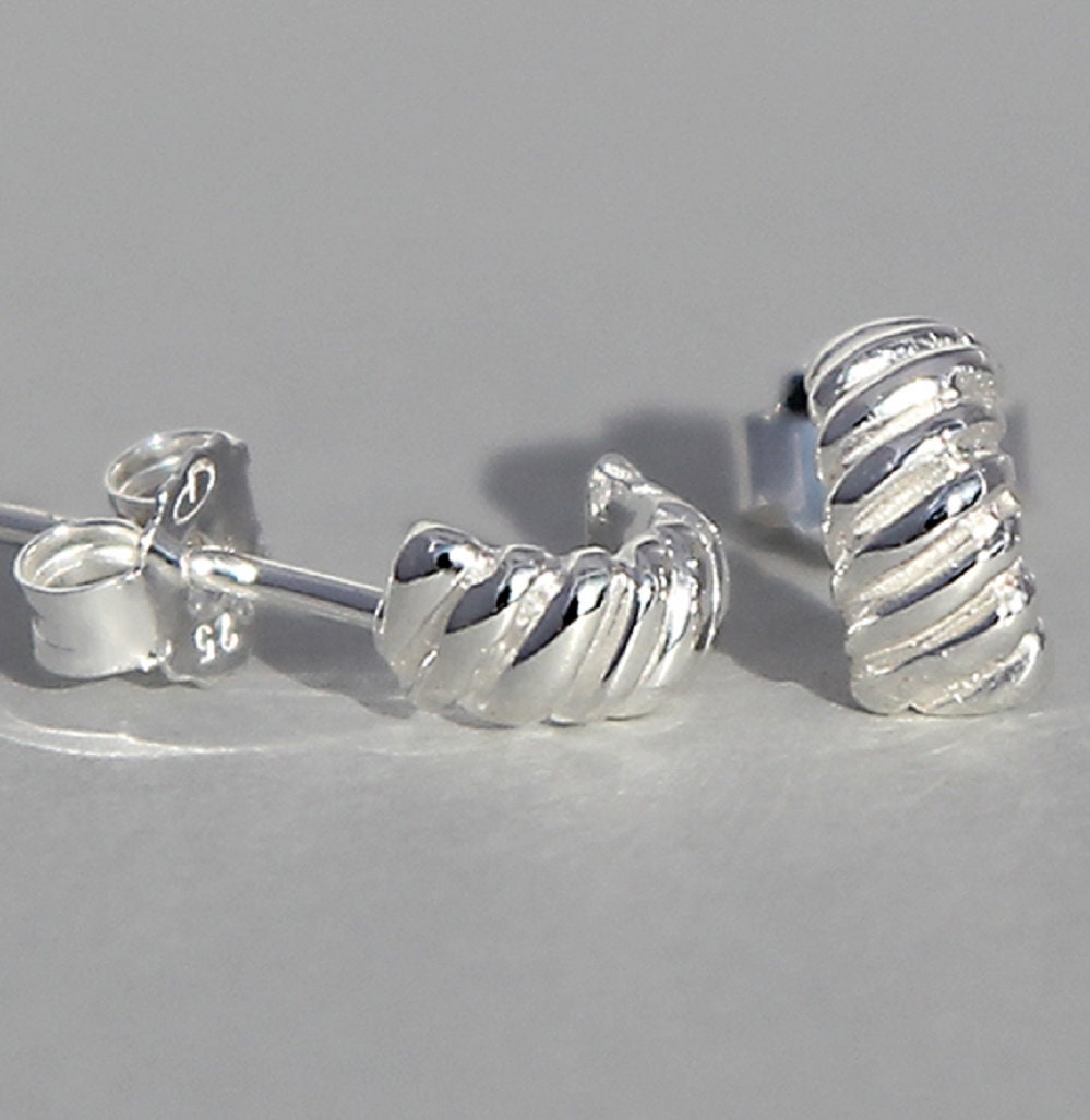 Campur Design Halcreolen 925 Silber Ohrstecker geriffelt Top Edel Sonderposten