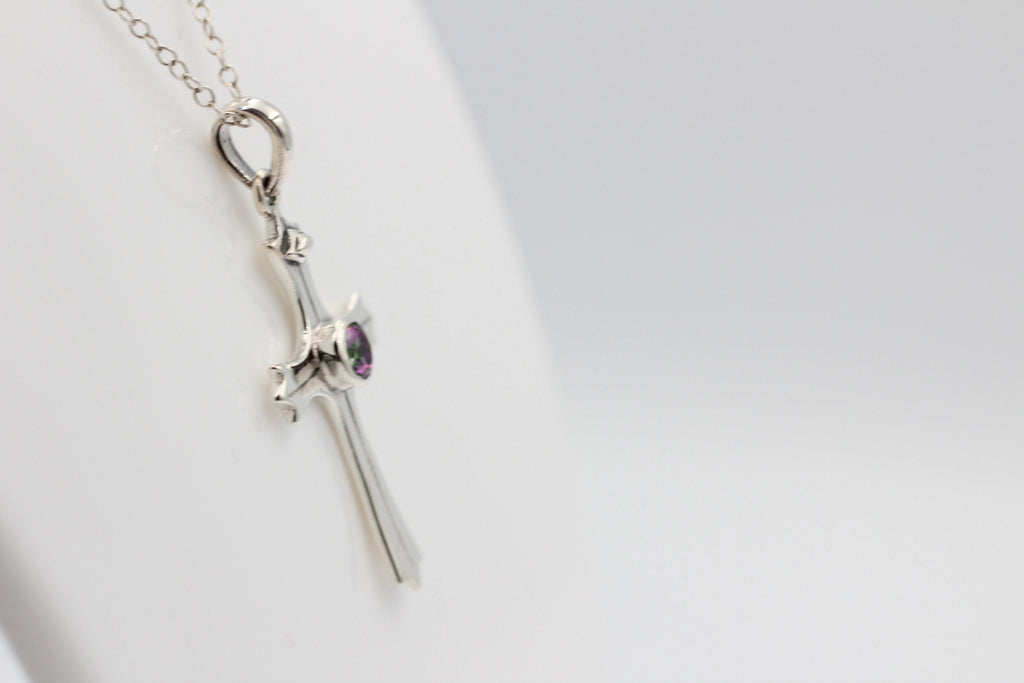 0,36 Carat Mystiktopas Kreuz Anhänger 925 Silber mystic Topas