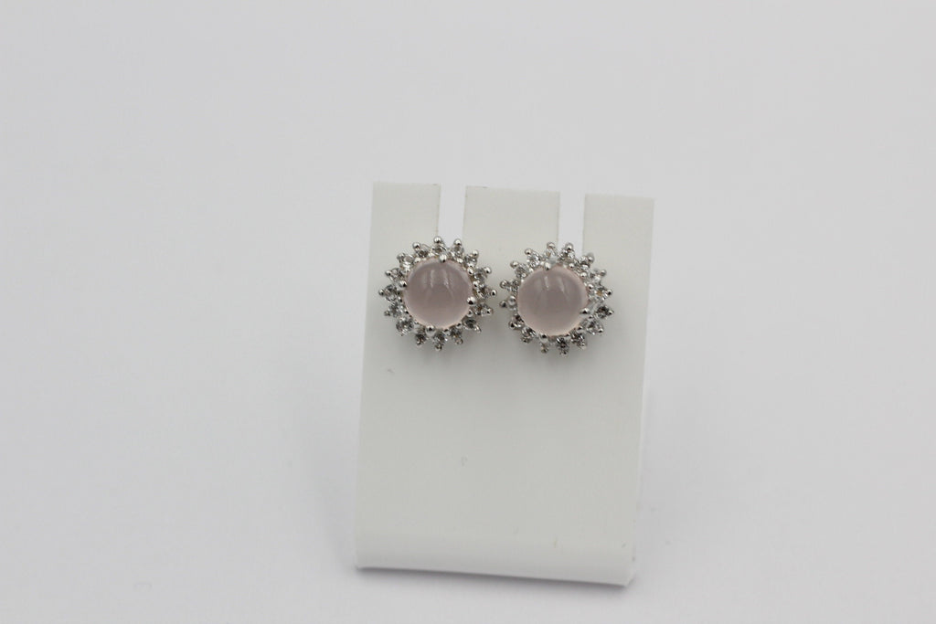 1,91 Carat Rosenquarz Weißtopas Ohrstecker 925 Silber Edelsteinohrstecker Top