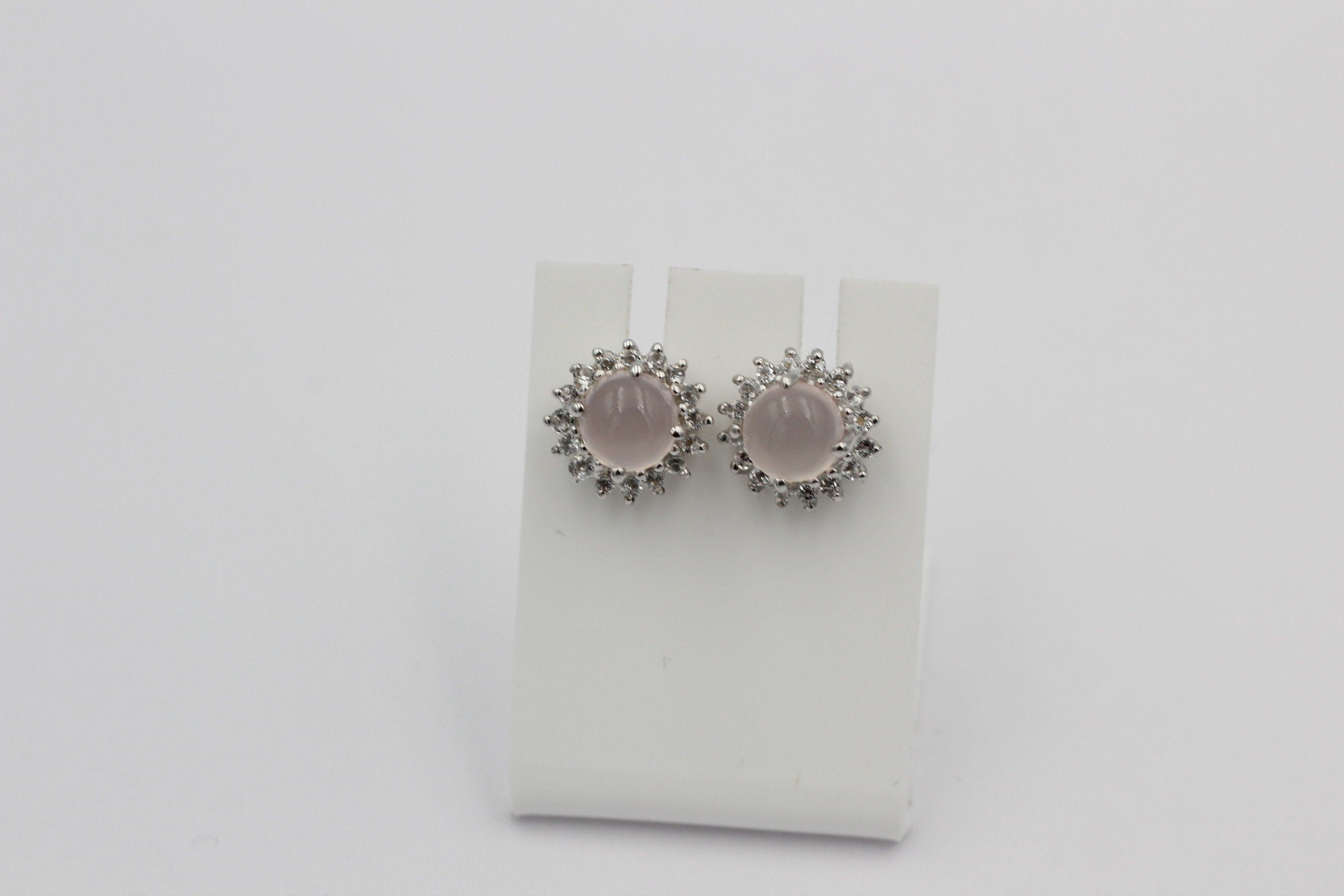 1,91 Carat Rosenquarz Weißtopas Ohrstecker 925 Silber Edelsteinohrstecker Top