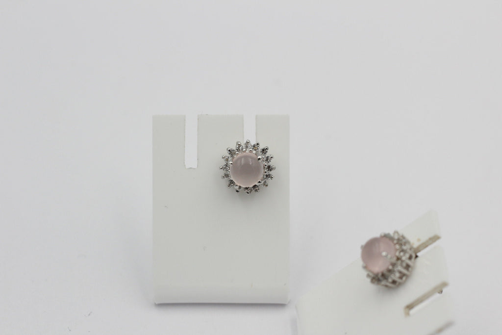 1,91 Carat Rosenquarz Weißtopas Ohrstecker 925 Silber Edelsteinohrstecker Top