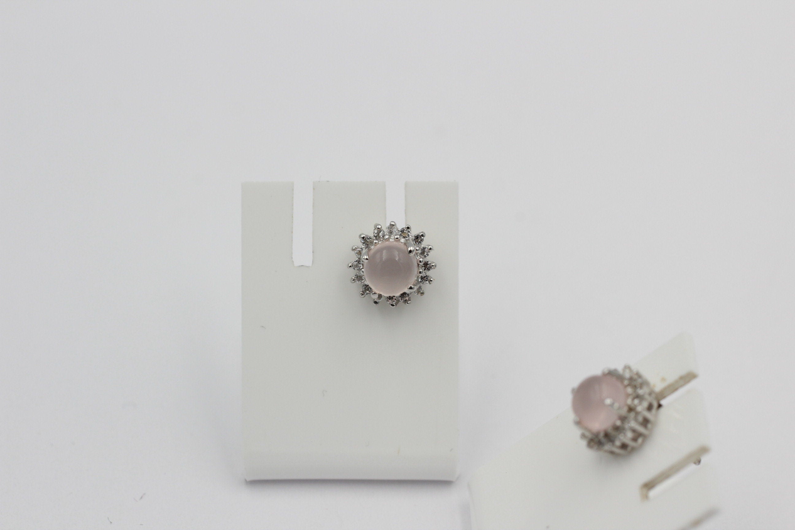 1,91 Carat Rosenquarz Weißtopas Ohrstecker 925 Silber Edelsteinohrstecker Top
