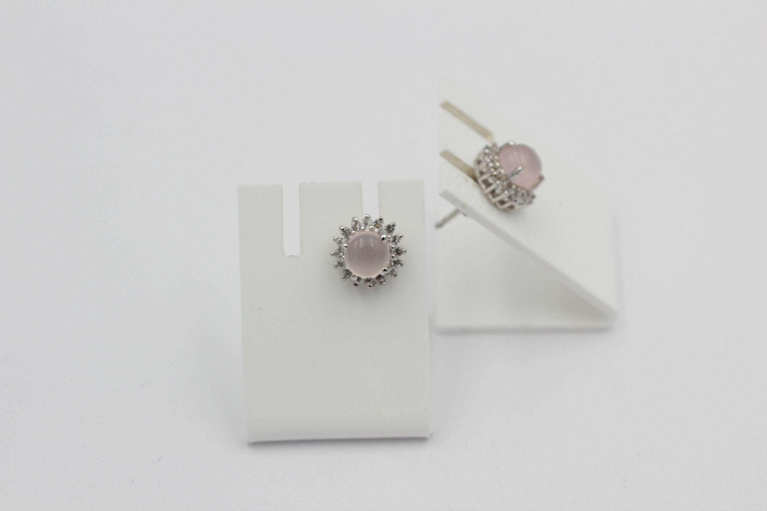 1,91 Carat Rosenquarz Weißtopas Ohrstecker 925 Silber Edelsteinohrstecker Top