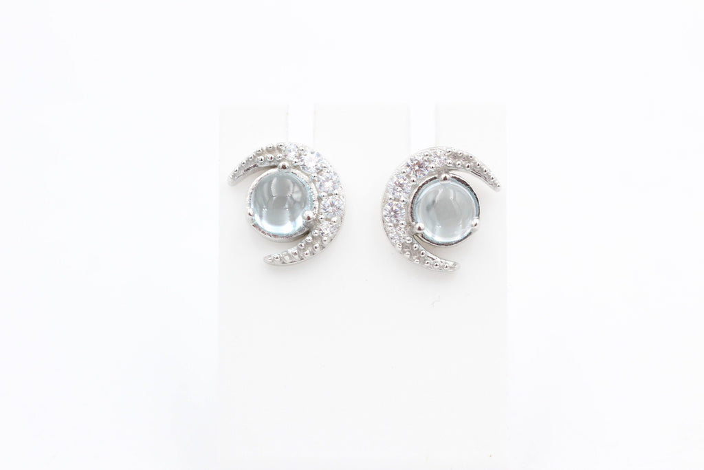 Edle 1,10 Carat Blautopas Mondohrstecker 925 Silber hellblauer Edelstein Top
