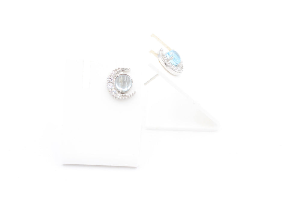 Edle 1,10 Carat Blautopas Mondohrstecker 925 Silber hellblauer Edelstein Top