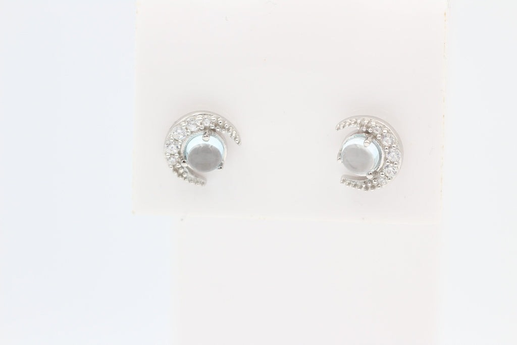 Edle 1,10 Carat Blautopas Mondohrstecker 925 Silber hellblauer Edelstein Top