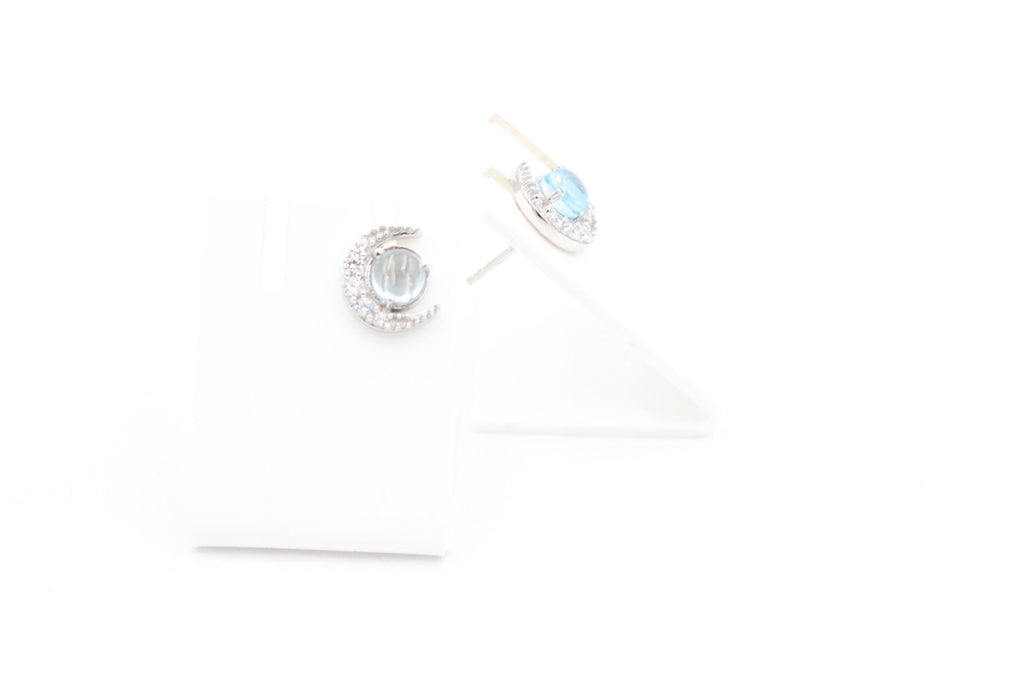 Edle 1,10 Carat Blautopas Mondohrstecker 925 Silber hellblauer Edelstein Top