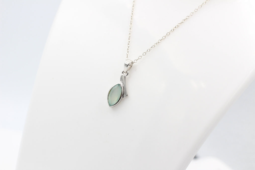 1,8 Carat Aqua Chalcedon Anhänger 925 Silber  Afrika Wasser Calcedon