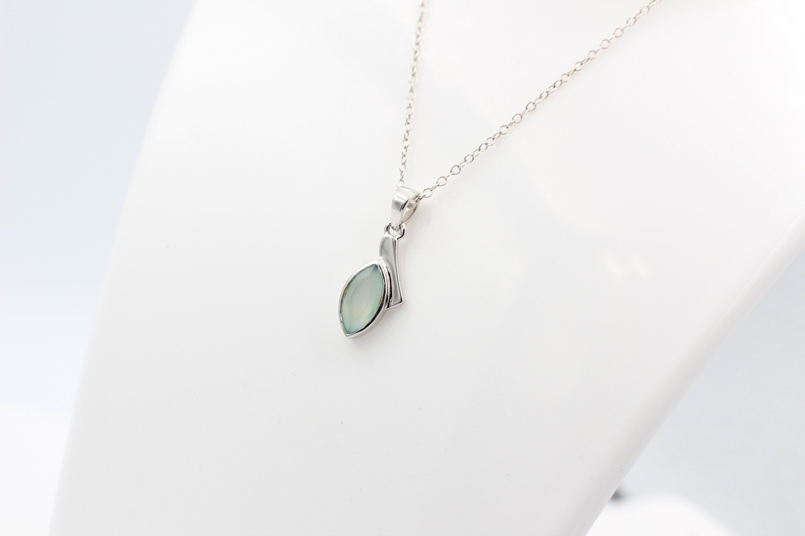 1,8 Carat Aqua Chalcedon Anhänger 925 Silber  Afrika Wasser Calcedon