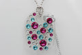 Collier Bubble mit Swarovski-Elements Pink/Türkis mit 925 Silber Kette
