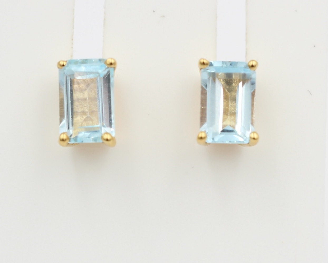 Edle 1,1 Carat Blautopas  Ohrstecker 925 Silber vergoldet Ohrring Schmuck