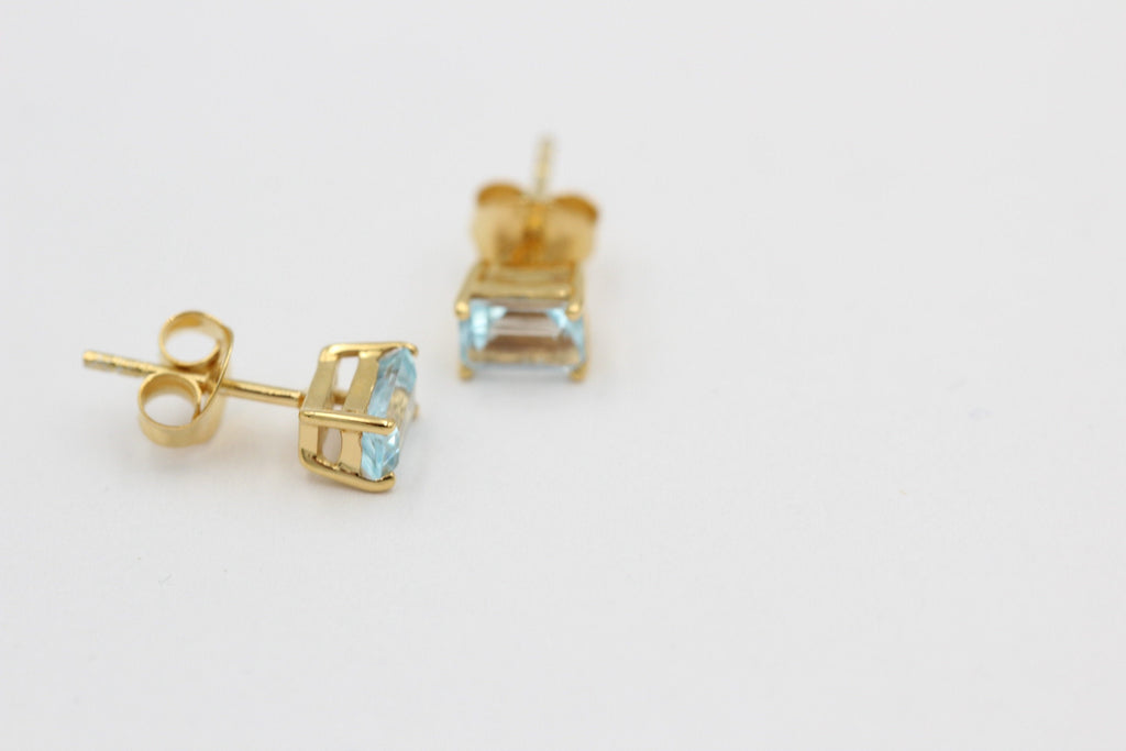 Edle 1,1 Carat Blautopas  Ohrstecker 925 Silber vergoldet Ohrring Schmuck
