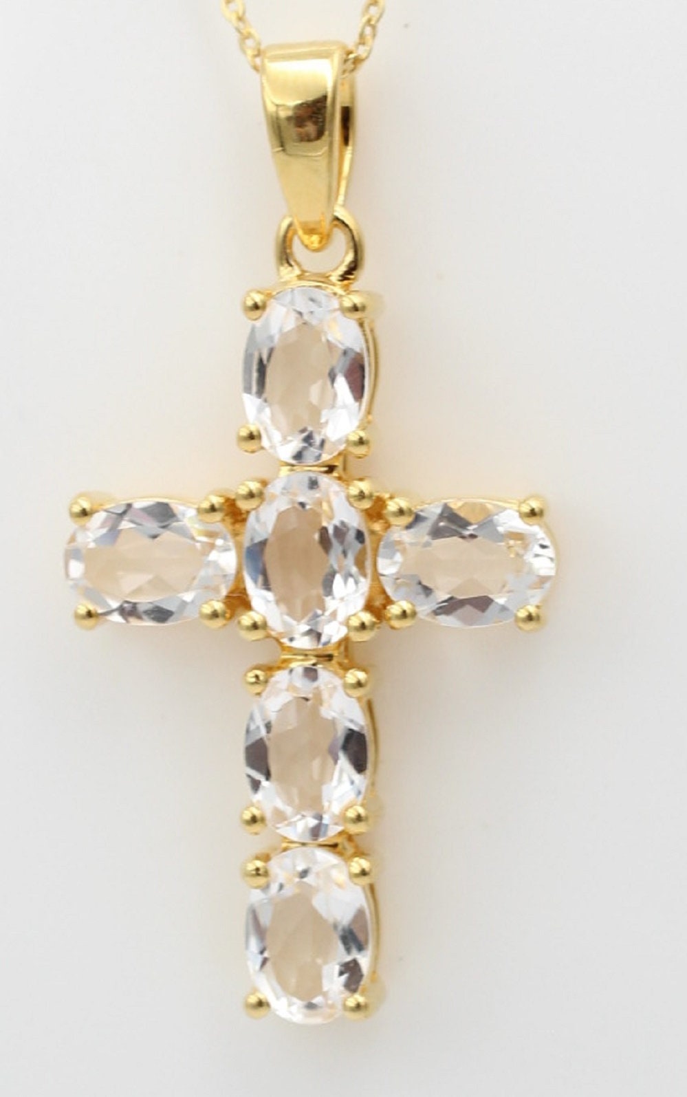Edler 4,8 Carat Bergkristall Kreuzanhänger 925 Silber  Edelstein
