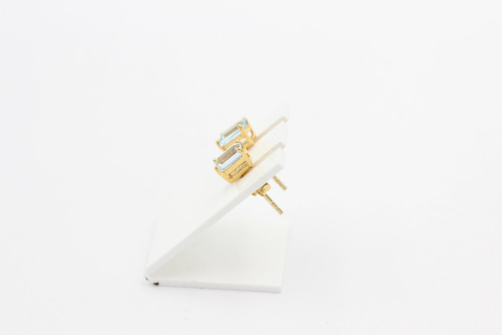 Edle 1,1 Carat Blautopas  Ohrstecker 925 Silber vergoldet Ohrring Schmuck