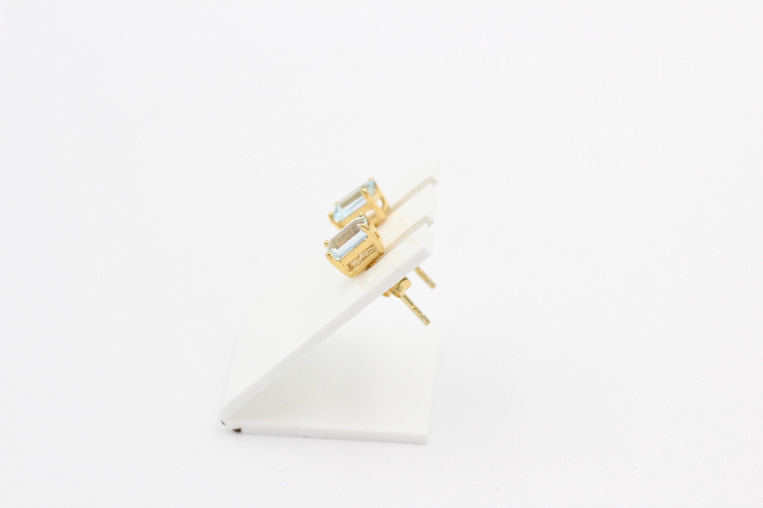 Edle 1,1 Carat Blautopas  Ohrstecker 925 Silber vergoldet Ohrring Schmuck
