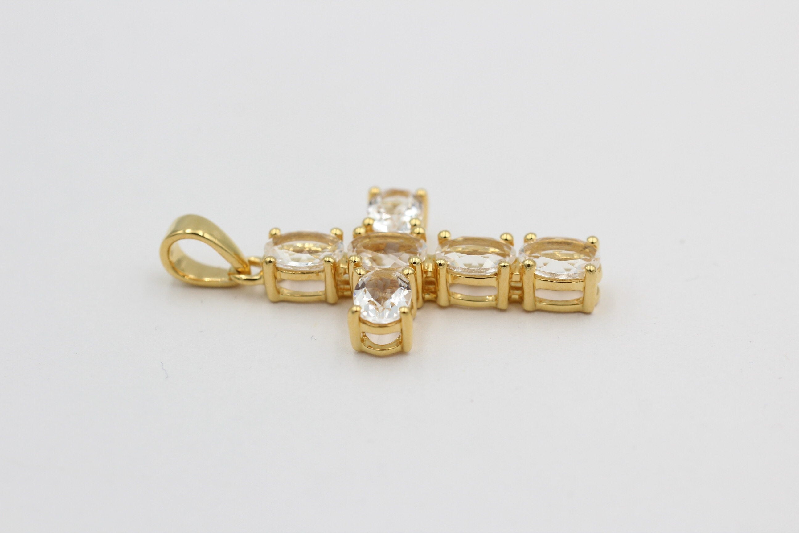 Edler 4,8 Carat Bergkristall Kreuzanhänger 925 Silber  Edelstein