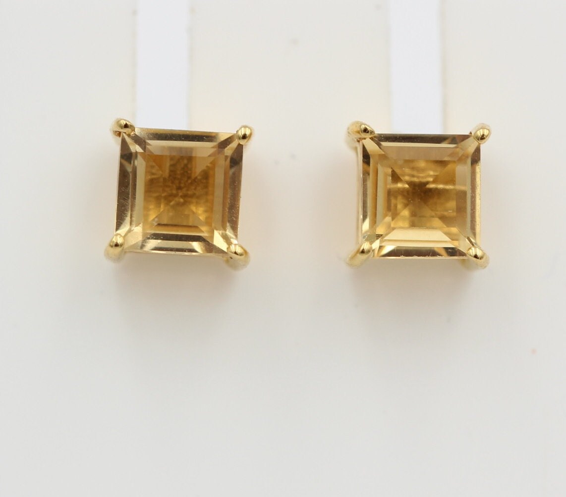 Edle 1,2 Carat Citrin Ohrstecker 925 Silber vergoldet Ohrring  Schmuck