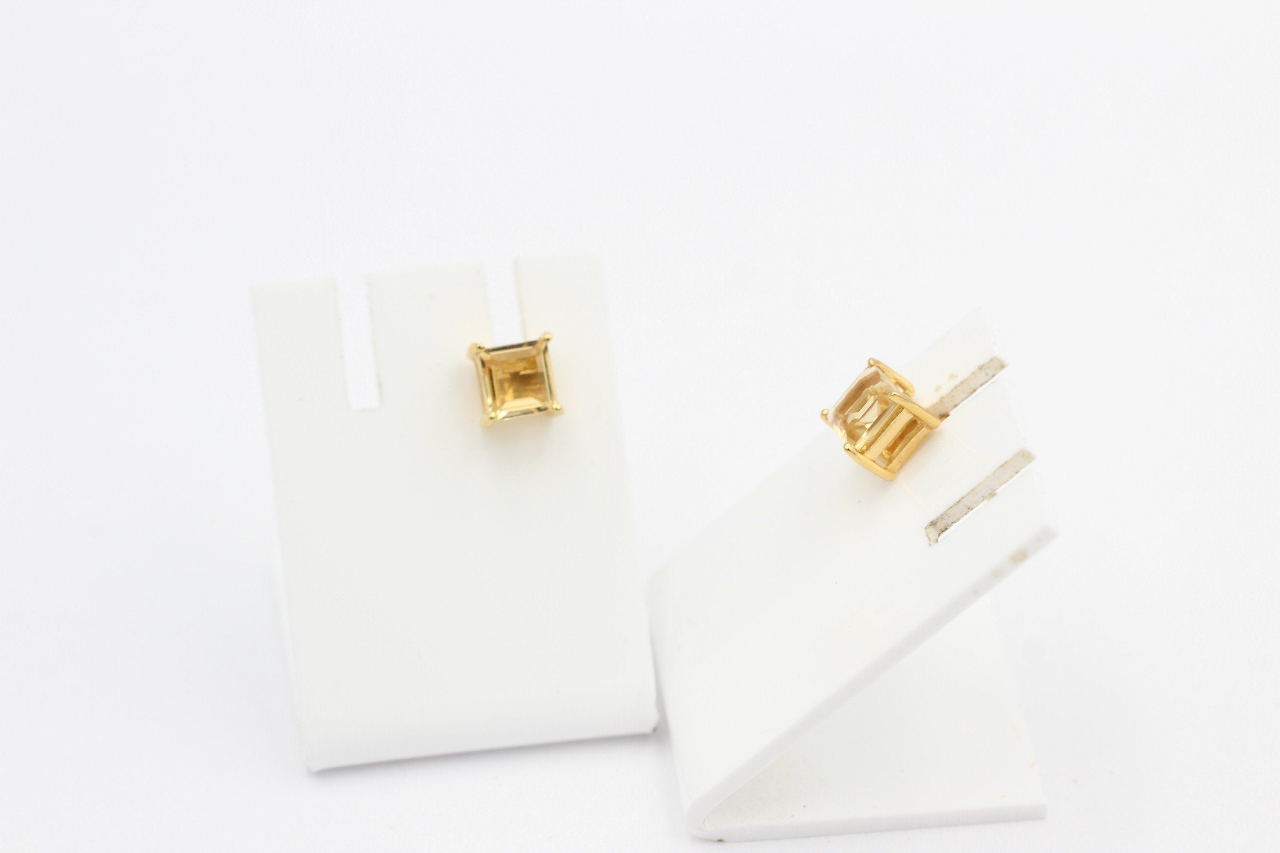 Edle 1,2 Carat Citrin Ohrstecker 925 Silber vergoldet Ohrring  Schmuck