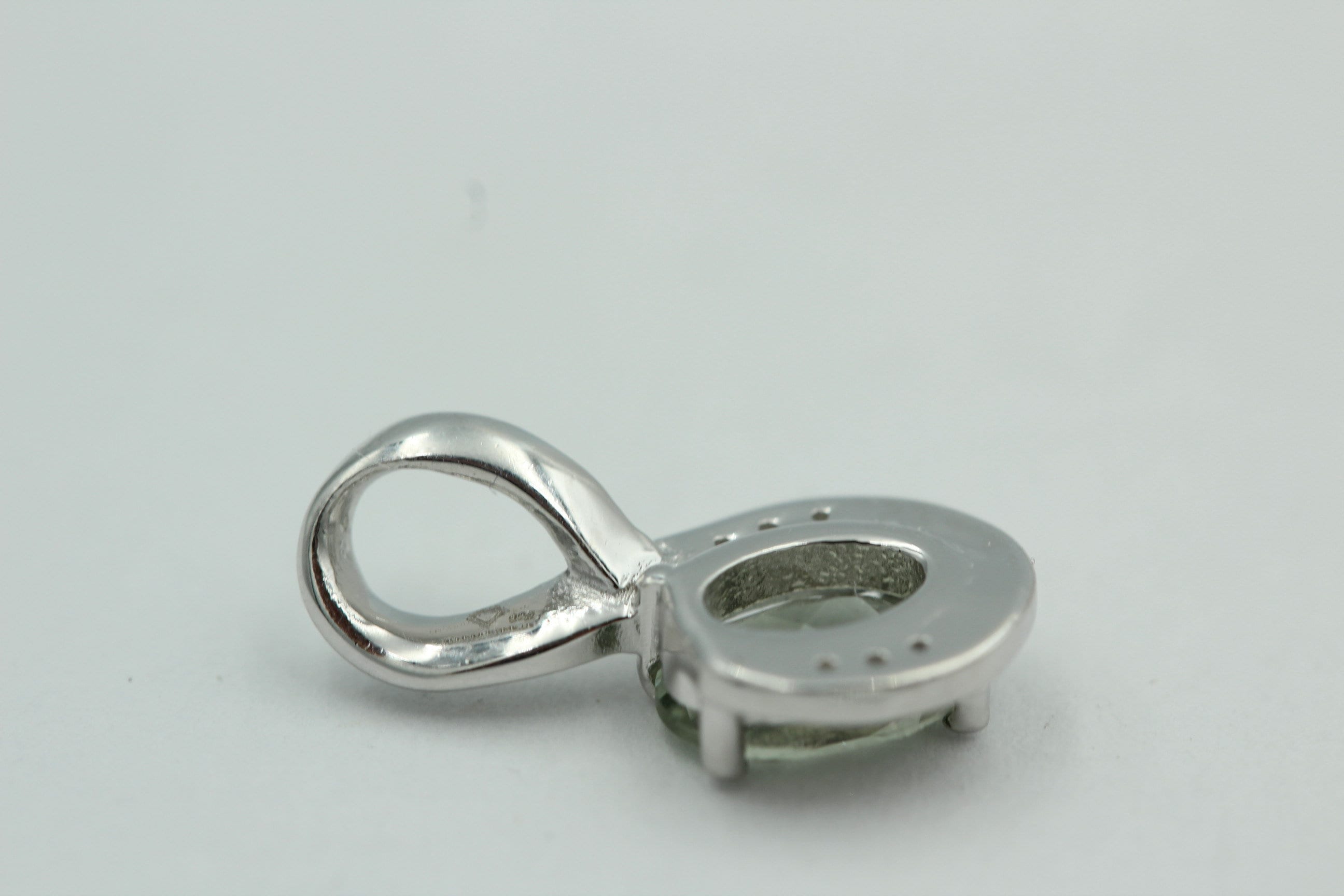 1,12 Carat Prasiolith Anhänger 925 Silber  mit Zirkonia