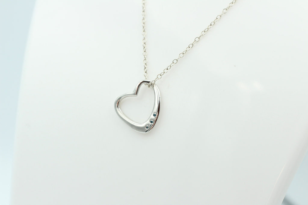 Edler 0,03 Carat blauer Diamant Herzanhänger 925 Silber Herz Collier Kette