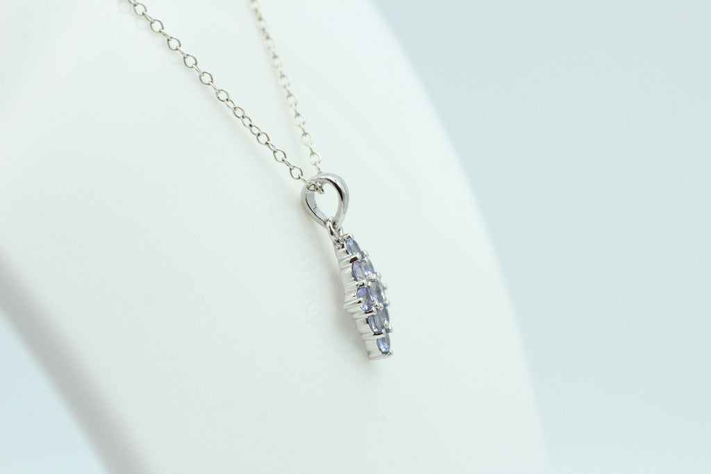 1,64 Carat Tansanit  Anhänger 925 Silber Collier Kette seltener Tansanit Afrika