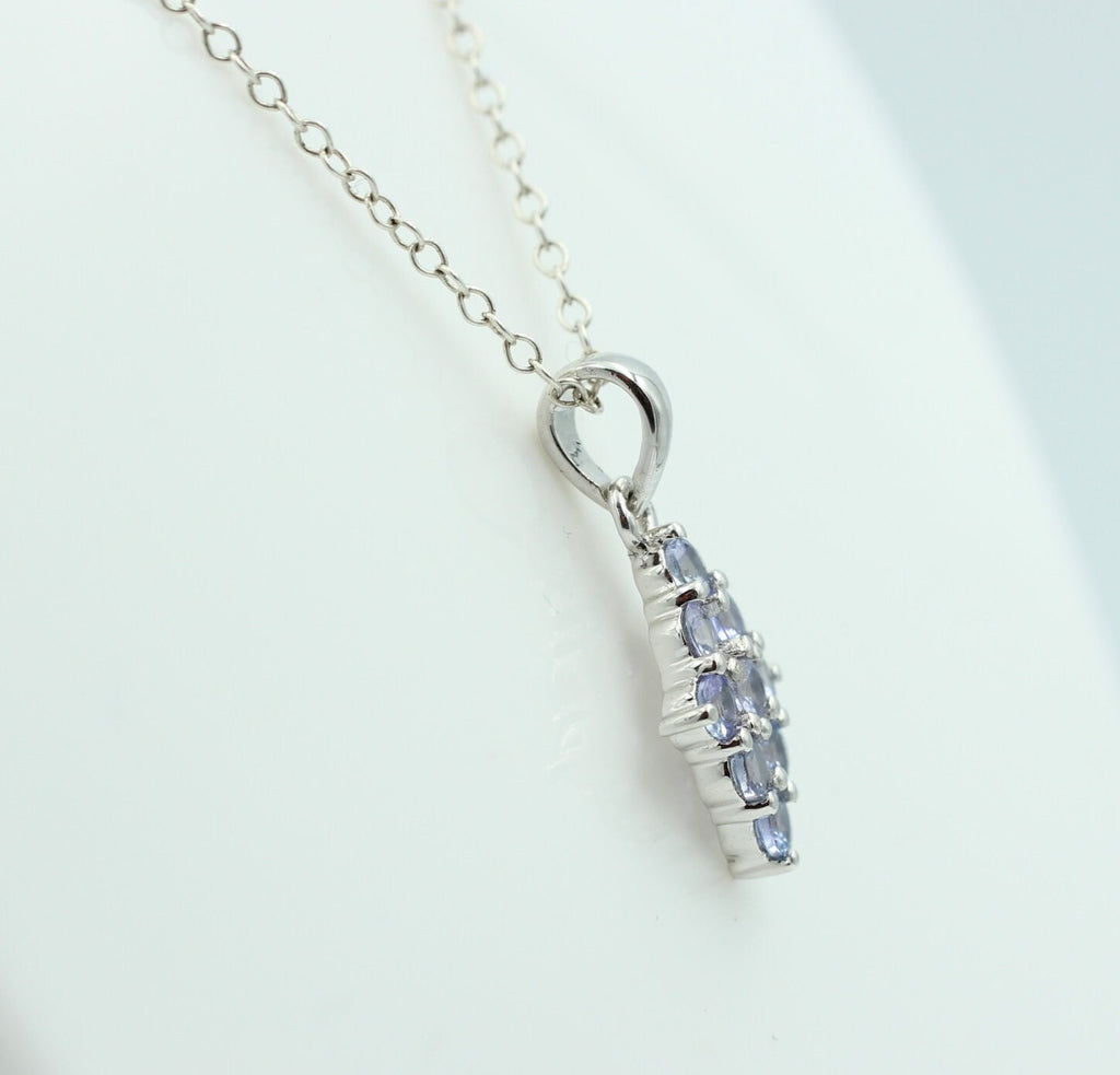 1,64 Carat Tansanit  Anhänger 925 Silber Collier Kette seltener Tansanit Afrika