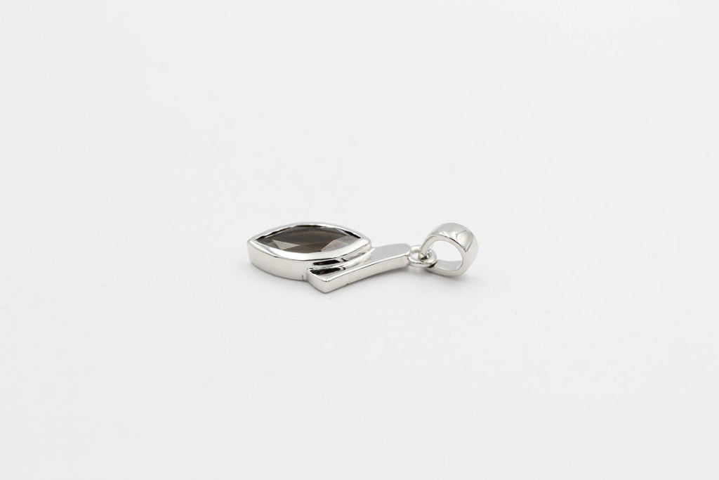 1,8 Carat Rauchquarz Anhänger 925 Silber Collier Kette Quarz
