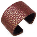 tashan Designer Armreif, Armspange echtes Leder altrosa , goldenes  Muster