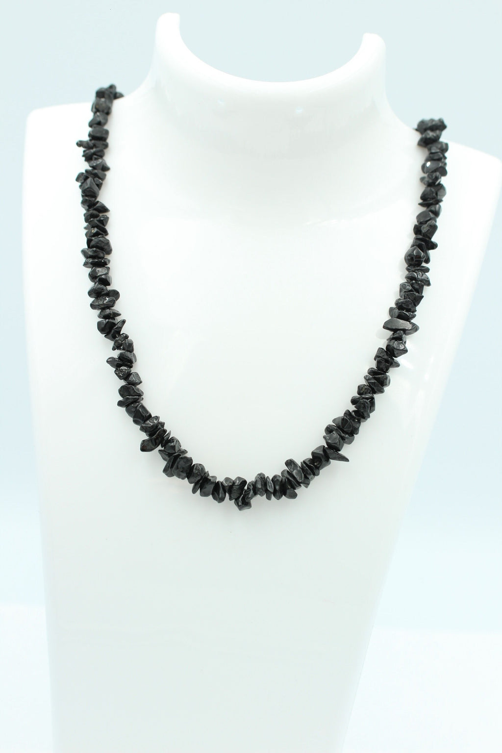 34,5 Carat schwarzes Spinell Collier Splitterkette 925 Silber mit Verlängerung