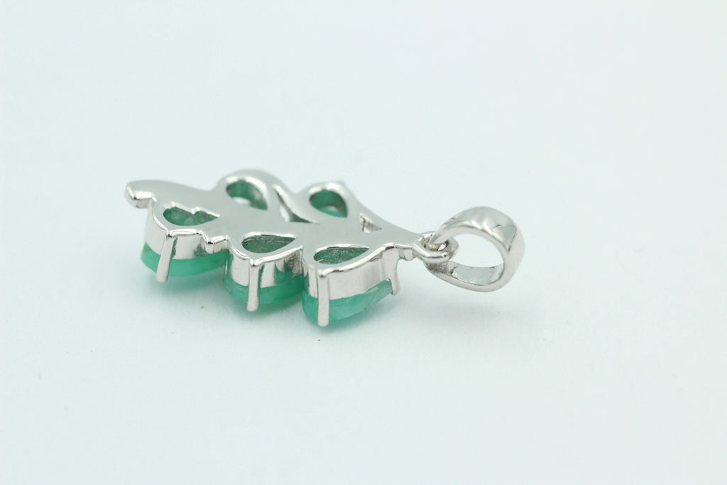 Edler 2,4 Carat Smaragd Anhänger 925 Silber Collier Kette Smaragdanhänger