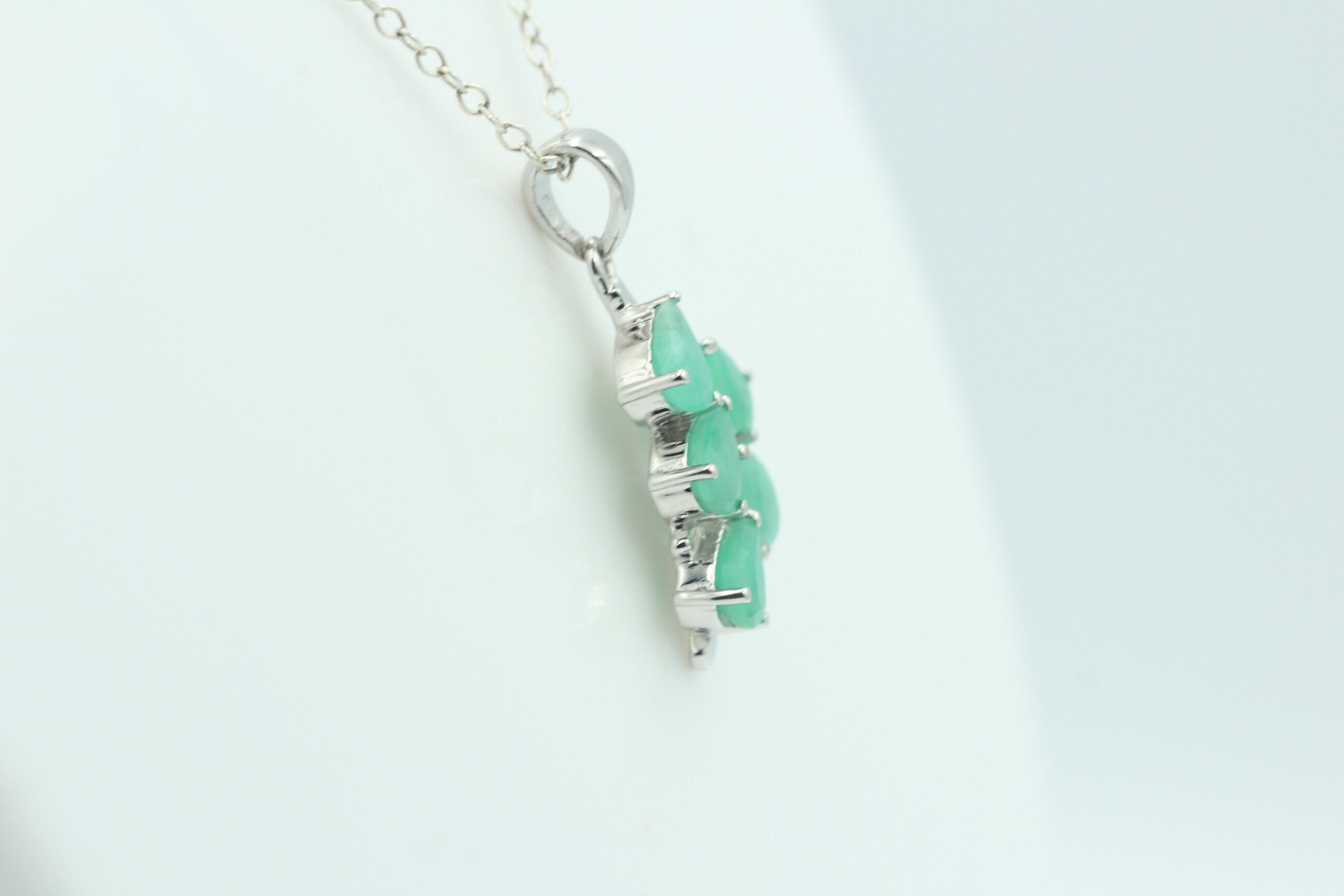 Edler 2,4 Carat Smaragd Anhänger 925 Silber Collier Kette Smaragdanhänger