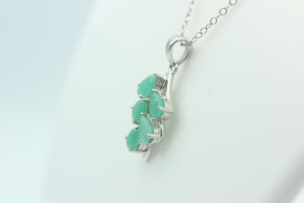 Edler 2,4 Carat Smaragd Anhänger 925 Silber Collier Kette Smaragdanhänger
